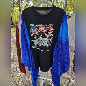 KISS Graphic Black and Blue Long Sleeve Shirt